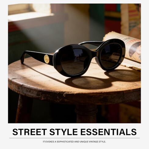 KUGUAOK Retro Oval Sunglasses for Women 90s Round Y2k Trendy Sun Glasses Chunky Thick Frame UV Protection Shades in Saudi Arabia