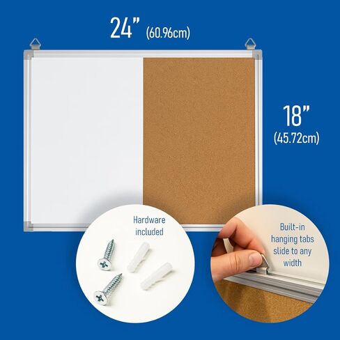 Flipside Products 18" x 24" Combo Cork/Dry Erase, Aluminum Framed Board, Half Cork, Half Magnetic Dry Erase, Whiteboard, Bulletin Board, Office Wall in Saudi Arabia