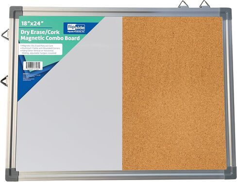 Flipside Products 18" x 24" Combo Cork/Dry Erase, Aluminum Framed Board, Half Cork, Half Magnetic Dry Erase, Whiteboard, Bulletin Board, Office Wall in Saudi Arabia