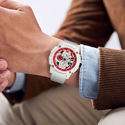Men's Fashion Watch Silicon Band Business Quartz Watches Luxury Waterproof Luminous Analog Display with Date Chronograph Multifunctional Watch in Saudi Arabia