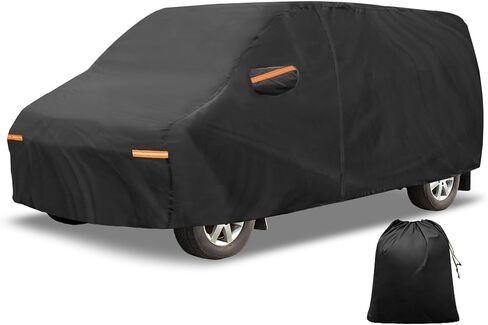 X AUTOHAUX Car Cover Outdoor Waterproof Sun Rain Snow Hail Protection with Left Side Door Zipper 210D-PU for Ford E-Series Waterproof Car Cover in Saudi Arabia