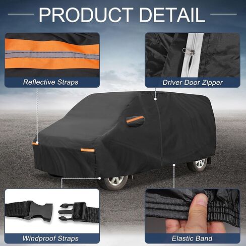 X AUTOHAUX Car Cover Outdoor Waterproof Sun Rain Snow Hail Protection with Left Side Door Zipper 210D-PU for Ford E-Series Waterproof Car Cover in Saudi Arabia