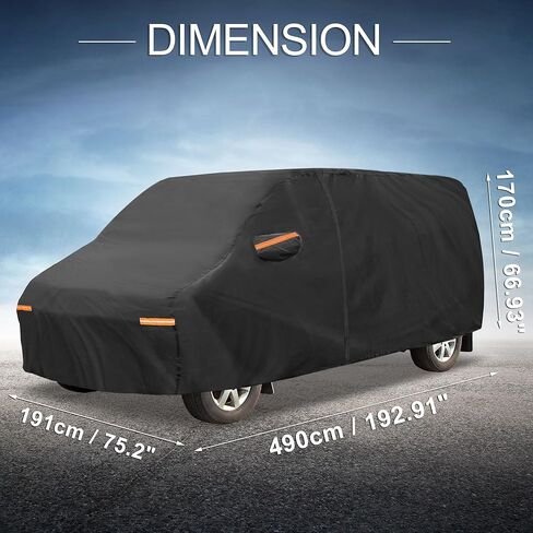 X AUTOHAUX Car Cover Outdoor Waterproof Sun Rain Snow Hail Protection with Left Side Door Zipper 210D-PU for Ford E-Series Waterproof Car Cover in Saudi Arabia