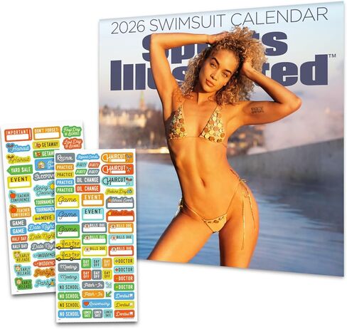 تقويم صغير لعام 2026 من Sports Illustrated - حزمة تقويم حائط فاخرة للنساء مقاس 7x7 بوصة مع أكثر من 100 ملصق تذكير | هدايا Pinup واللوازم المكتبية in Kuwait