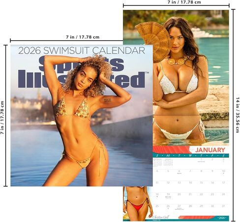 تقويم صغير لعام 2026 من Sports Illustrated - حزمة تقويم حائط فاخرة للنساء مقاس 7x7 بوصة مع أكثر من 100 ملصق تذكير | هدايا Pinup واللوازم المكتبية in Kuwait