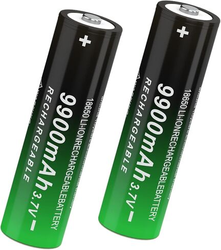 بطارية قابلة للشحن 3.7 فولت، سعة عالية 9900 مللي أمبير في الساعة، بطارية قابلة لإعادة الشحن 18650 للمصابيح الأمامية (زر علوي، عبوتان) in Kuwait