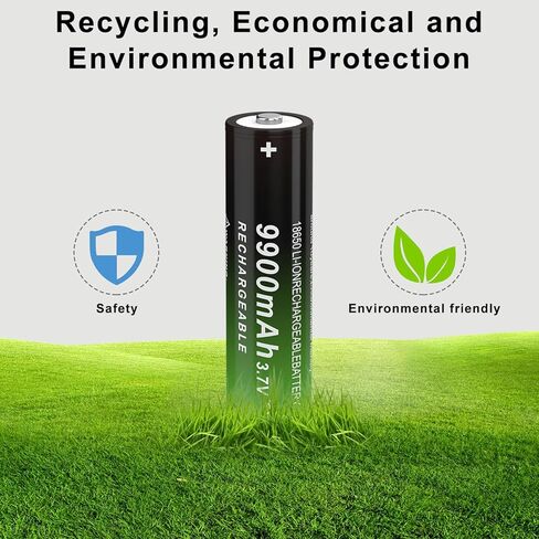 بطارية قابلة للشحن 3.7 فولت، سعة عالية 9900 مللي أمبير في الساعة، بطارية قابلة لإعادة الشحن 18650 للمصابيح الأمامية (زر علوي، عبوتان) in Kuwait