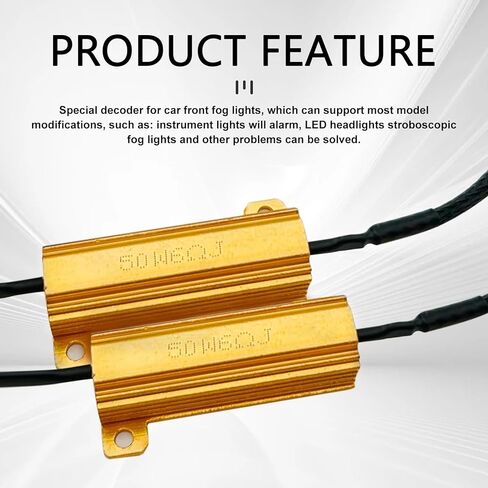 MLY 2PCS 9005/9006 LED Load Resistor Kit, Car LED Light Bulb Decoder, 50W Headlamp Relay Harness Adapter, IP67 Anti Flicker Error Decoder, Universal for Most Cars (Black) in Saudi Arabia