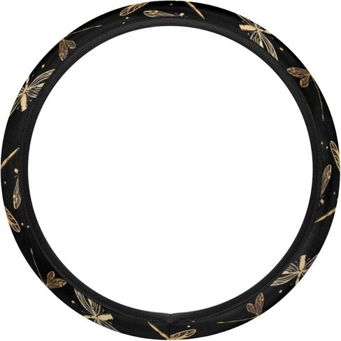 QsirBC Black Dragonflies Car Steering Wheel Cover Comfy Grip Non-Slip Sweat-Absorbent Steering Wheel Covers Universal 15 Inch Auto Wheel Cover Wrap Protector for Women Men in Saudi Arabia