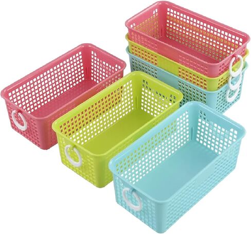 6 Packs Colorful Small Plastic Rectangle Storage Baskets, Kitchen Classroom Office Bedroom Baskets in Kuwait