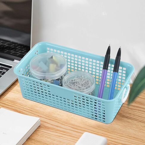 6 Packs Colorful Small Plastic Rectangle Storage Baskets, Kitchen Classroom Office Bedroom Baskets in Kuwait