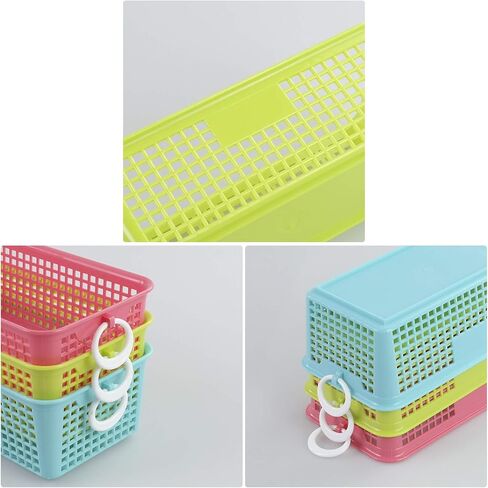 6 Packs Colorful Small Plastic Rectangle Storage Baskets, Kitchen Classroom Office Bedroom Baskets in Kuwait