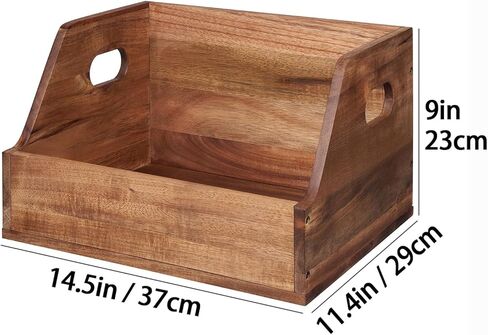 صندوق تخزين تسجيلات الفينيل من خشب أكاسيا - حامل تسجيل مكعب كلاسيكي، صندوق منظم الألبوم لأكثر من 60 سجلًا، ديكور المنزل وعرض المجموعة in Kuwait