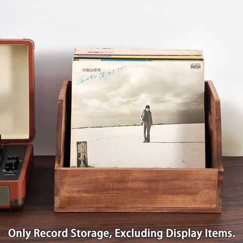 صندوق تخزين تسجيلات الفينيل من خشب أكاسيا - حامل تسجيل مكعب كلاسيكي، صندوق منظم الألبوم لأكثر من 60 سجلًا، ديكور المنزل وعرض المجموعة in Kuwait