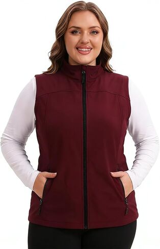 سترة نسائية مبطنة بالصوف الناعم بمقاس كبير، سترة بدون أكمام مقاومة للرياح، سترة للجري والمشي لمسافات طويلة in Kuwait