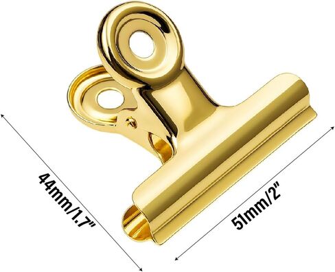 6PCS Bulldog Clip Gold Clips for Paper – Metal Binder Chip Retro Air Tight T Clamp Multi-Purpose for Food Bag Sealing Storage Hanging Invoice Bill, Kitchen Office Use, Heavy Duty Stainless Steel in Saudi Arabia