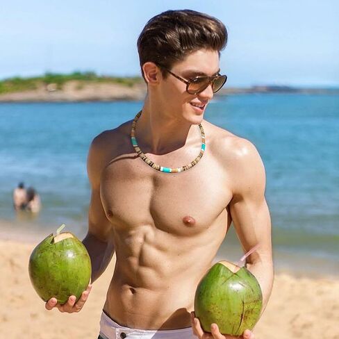4 Pcs Puka Shell Necklace for Men, Summer Beach Necklace for Women and Men, Brown Coconut Shell Beaded Necklace, Mens Surfer Necklace Choker, Hawaiian Necklace for Men Women in Saudi Arabia