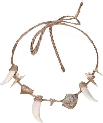 ماوي تأثيري حلي الدعائم حجر الحيوان العظام الأسنان قلادة ماوي ملابس الهالوين البدائية رجل الملحقات in Kuwait