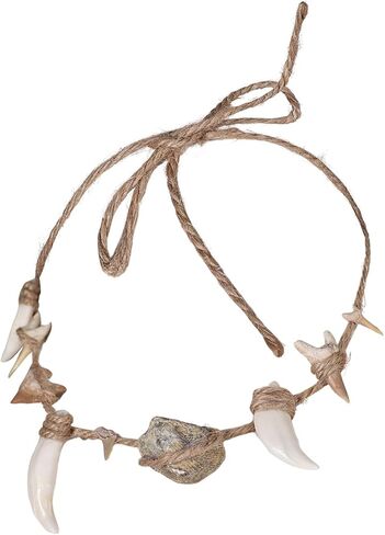 ماوي تأثيري حلي الدعائم حجر الحيوان العظام الأسنان قلادة ماوي ملابس الهالوين البدائية رجل الملحقات in Kuwait