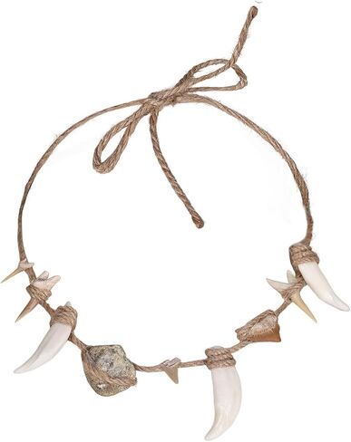 ماوي تأثيري حلي الدعائم حجر الحيوان العظام الأسنان قلادة ماوي ملابس الهالوين البدائية رجل الملحقات in Kuwait