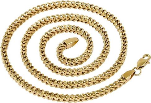 سلسلة فرانكو مطلية بالذهب 14 قيراط 2.5 مم 4 مم صندوق مربع من الفولاذ المقاوم للصدأ قلادة سلسلة للرجال والنساء 18 بوصة - 24 بوصة in Kuwait