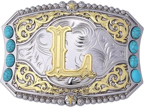 WMG Western Belt Buckle Initial Letters A-Z – Cowboy Buckle for Men & Women | Hebillas Vaqueras Rodeo in Kuwait