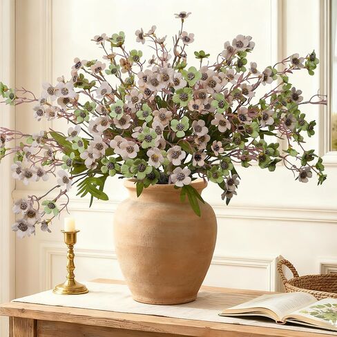 Artificial Wild Flowers Indoor, 12 Pcs Long Stems Fake Flowers Silk Faux Flowers for Vase Filler Table Centerpiece Floral Arrangement Home Decor, Green Ivory in Saudi Arabia