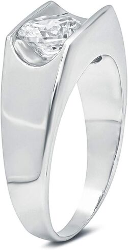 مجموعة Bling Factory الكلاسيكية ذات الحافة العميقة وخاتم سوليتير تشيكوسلوفاكيا المطلي بالروديوم in Kuwait