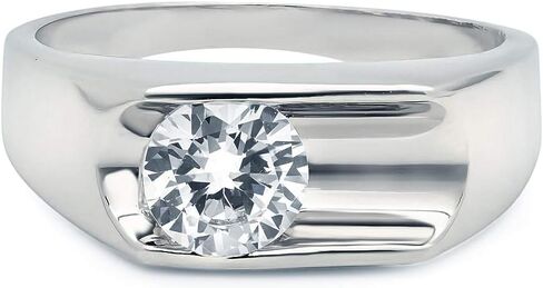 مجموعة Bling Factory الكلاسيكية ذات الحافة العميقة وخاتم سوليتير تشيكوسلوفاكيا المطلي بالروديوم in Kuwait