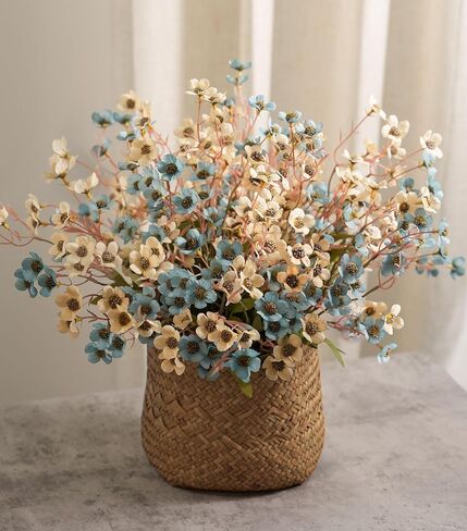 زهور برية صناعية داخلية، 12 قطعة سيقان طويلة من الزهور الصناعية الحريرية لمزهرية حشو الطاولة المركزية ترتيب الزهور لديكور المنزل، أخضر عاجي in Kuwait