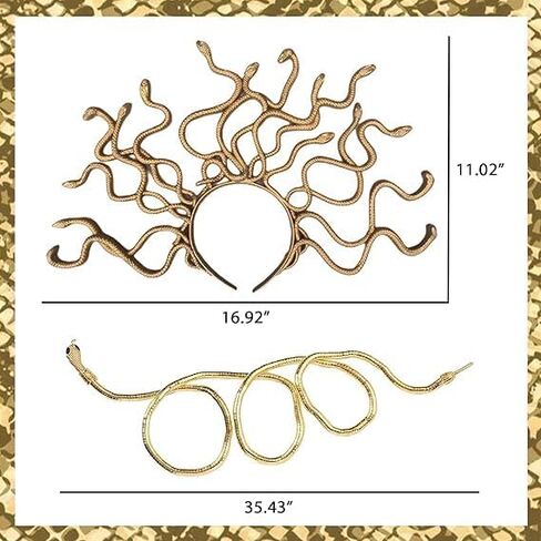 JeVenis Medusa Headpiece Medusa Crown Gold Snake Headband Costume Accessories Goddess Women Halloween Christmas Party Costume in Saudi Arabia