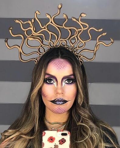 JeVenis Medusa Headpiece Medusa Crown Gold Snake Headband Costume Accessories Goddess Women Halloween Christmas Party Costume in Saudi Arabia