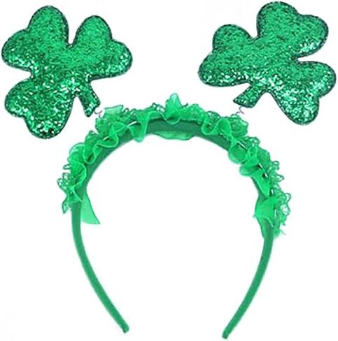 Totelux عيد القديس باتريك عقال بريق الترتر شامروك الشعر الفرقة البرسيم الأخضر إكسسوارات الشعر للنساء الفتيات الأيرلندية احتفالي تأثيري حلي موكب لوازم الديكور الطرف in Kuwait