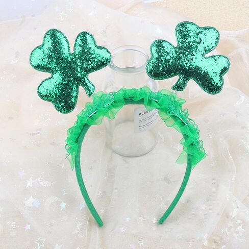 Totelux عيد القديس باتريك عقال بريق الترتر شامروك الشعر الفرقة البرسيم الأخضر إكسسوارات الشعر للنساء الفتيات الأيرلندية احتفالي تأثيري حلي موكب لوازم الديكور الطرف in Kuwait