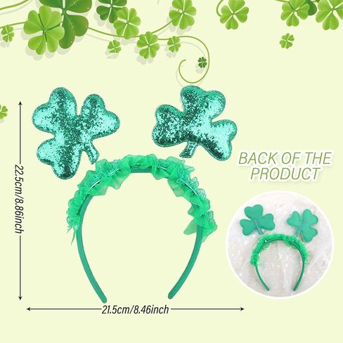 Totelux عيد القديس باتريك عقال بريق الترتر شامروك الشعر الفرقة البرسيم الأخضر إكسسوارات الشعر للنساء الفتيات الأيرلندية احتفالي تأثيري حلي موكب لوازم الديكور الطرف in Kuwait