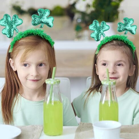 Totelux عيد القديس باتريك عقال بريق الترتر شامروك الشعر الفرقة البرسيم الأخضر إكسسوارات الشعر للنساء الفتيات الأيرلندية احتفالي تأثيري حلي موكب لوازم الديكور الطرف in Kuwait