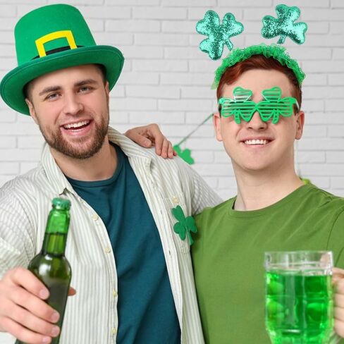 Totelux عيد القديس باتريك عقال بريق الترتر شامروك الشعر الفرقة البرسيم الأخضر إكسسوارات الشعر للنساء الفتيات الأيرلندية احتفالي تأثيري حلي موكب لوازم الديكور الطرف in Kuwait