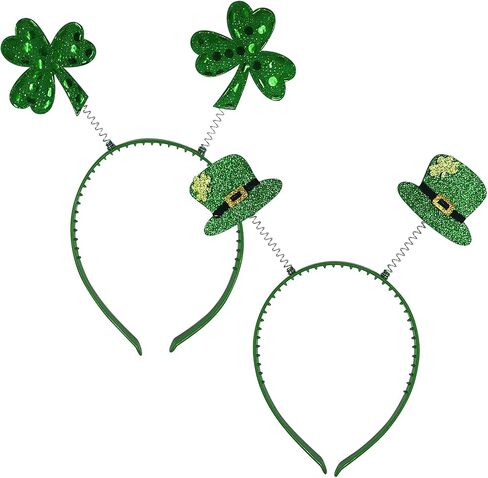St Patricks Day Headband, 2-Pack St Patricks Day Accessories Headband for Women, Green Shamrock Headbands, St Patrick's Irish Headbands(Green-B, One Size) in Kuwait