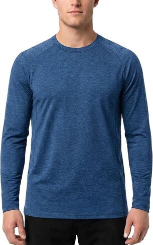 Mens Long Sleeve Tee Shirts Athletic Moisture-Wicking Workout Running Gym T-Shirts Soft Stretch Sports Tee in Kuwait