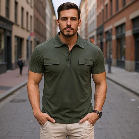 Mens Polo Shirts Short Sleeve Moisture Wicking Golf Polo Athletic Collared Shirt Tennis T-Shirt Tops in Saudi Arabia