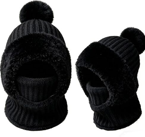 Upgrade Upgrade 3 in 1 Beanie Hat with Scarf and Mask,Womens Knit ski mask Fleece Lined Winter Scarf in Saudi Arabia