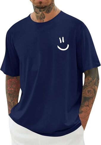 تي شيرت رجالي بأكمام قصيرة برسومات مضحكة وياقة دائرية وقمصان صيفية فضفاضة in Kuwait