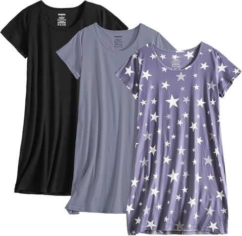PNAEONG 3 Pack Nightgowns for Women Short Sleeve Nightshirt Casual Sleepshirt Soft Sleepwear Flora print Pajamas Dress in Saudi Arabia
