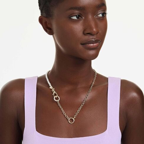 Swarovski Idyllia necklace, Crystal pearl, White, Gold-tone plated in Saudi Arabia