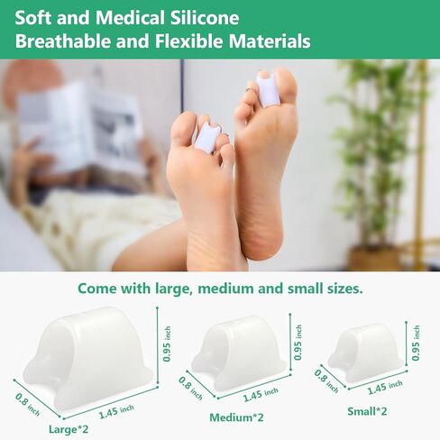 فاصل أصابع القدم من السيليكون، مصحح الورم للنساء والرجال، 12 قطعة فواصل لأصابع القدم لتصحيح تداخل أصابع القدم، إصبع القدم المطرقة، تخفيف آلام أصابع القدم من الأورام in Kuwait
