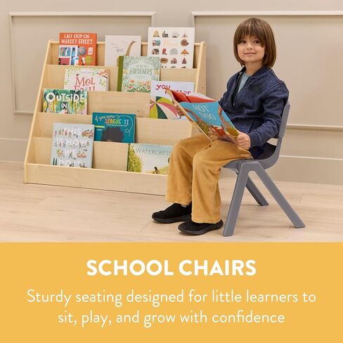 Stackable School Chairs, 12in Seat Height, Kids Furniture, Grey, 4-Pack in Kuwait
