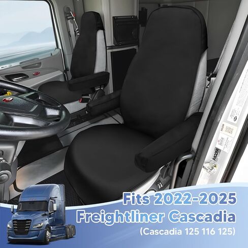 Mixsuper Semi Truck Seat Covers for Freightliner Cascadia 125 116 125, 2022-2026 Cascadia Seat Covers Full 6-Piece Set with Armrest Cover and Integrated Headrest, Silicone Bottom Cascadia Accessories in Saudi Arabia