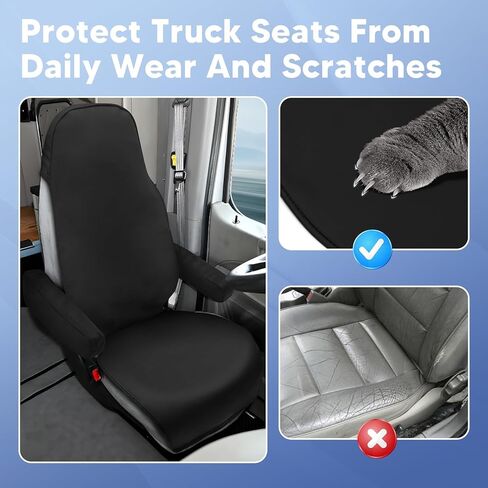 Mixsuper Semi Truck Seat Covers for Freightliner Cascadia 125 116 125, 2022-2026 Cascadia Seat Covers Full 6-Piece Set with Armrest Cover and Integrated Headrest, Silicone Bottom Cascadia Accessories in Saudi Arabia