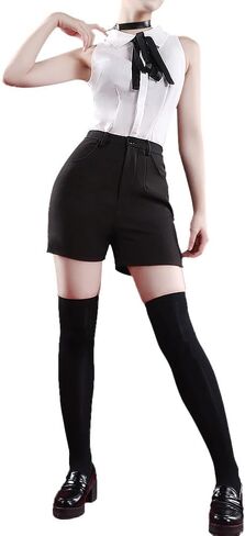 KIRA KIRA Anime Cosplay Costume with Choker Doki-SR Sleeveless Shirt Black Pants School Uniform Halloween Costume in Saudi Arabia