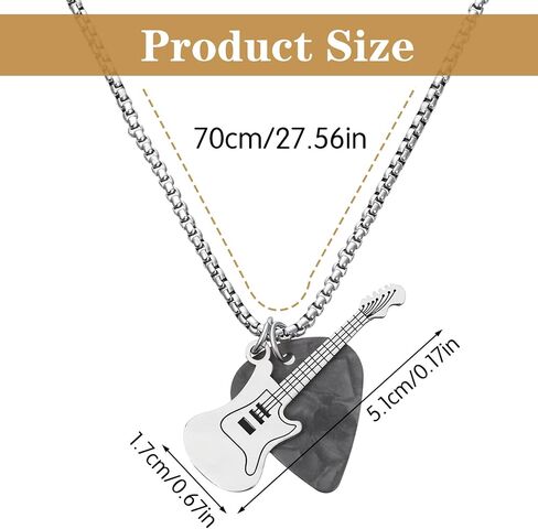 Guitar Pick Necklace for Women Men Silver Stainless Steel Music Pendant Necklace with Chain Y2K Grunge Punk Dangle Choker for Music Lovers Unique Gift for Musician Guitarist Birthday Retirement in Saudi Arabia